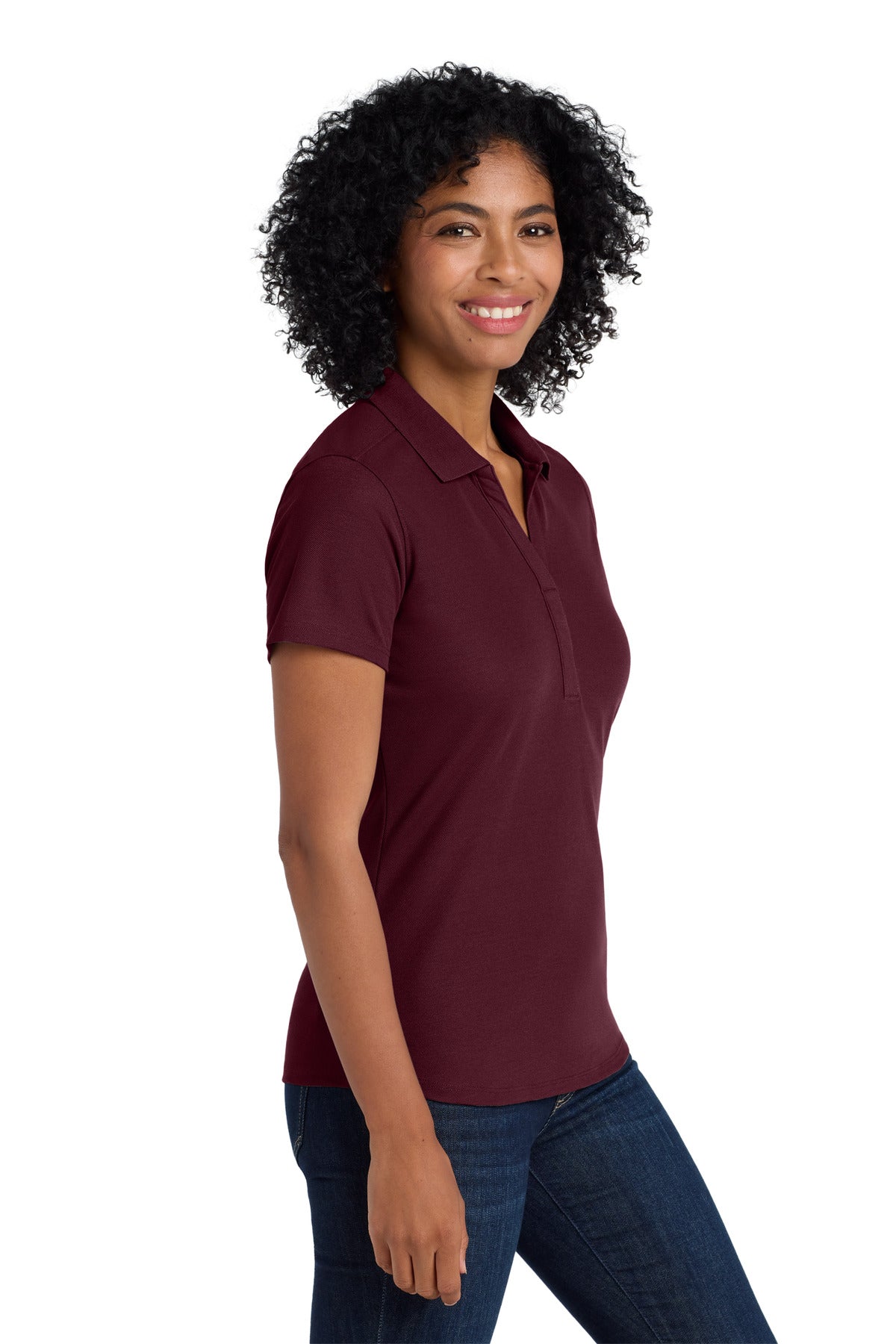 Maroon Port Authority Women's EZPerformance Pique Polo. LK600