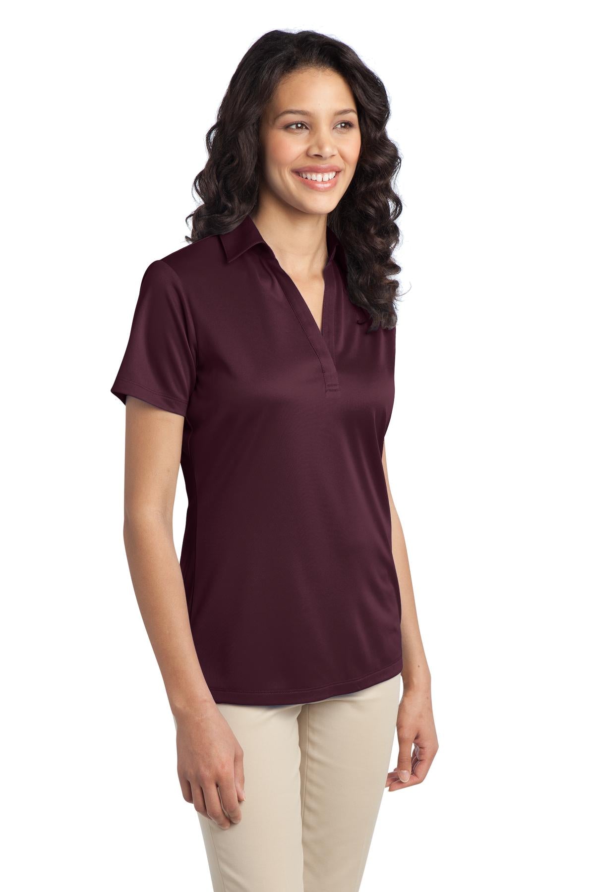 Maroon Port Authority Women's Silk Touch Performance Polo. L540