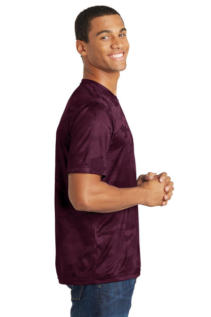 Maroon Sport-Tek CamoHex Tee. ST370