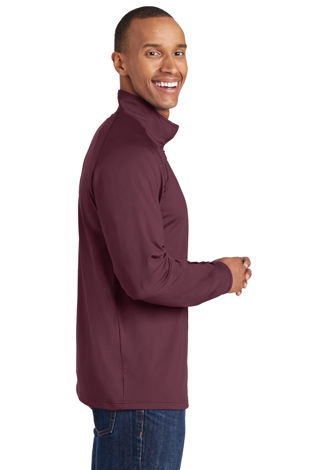 Maroon Sport-Tek Sport-Wick Stretch 1/4-Zip Pullover. ST850