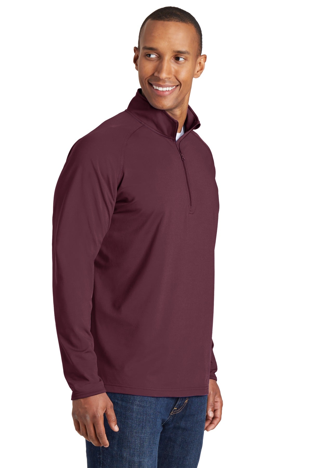 Maroon Sport-Tek Sport-Wick Stretch 1/4-Zip Pullover. ST850