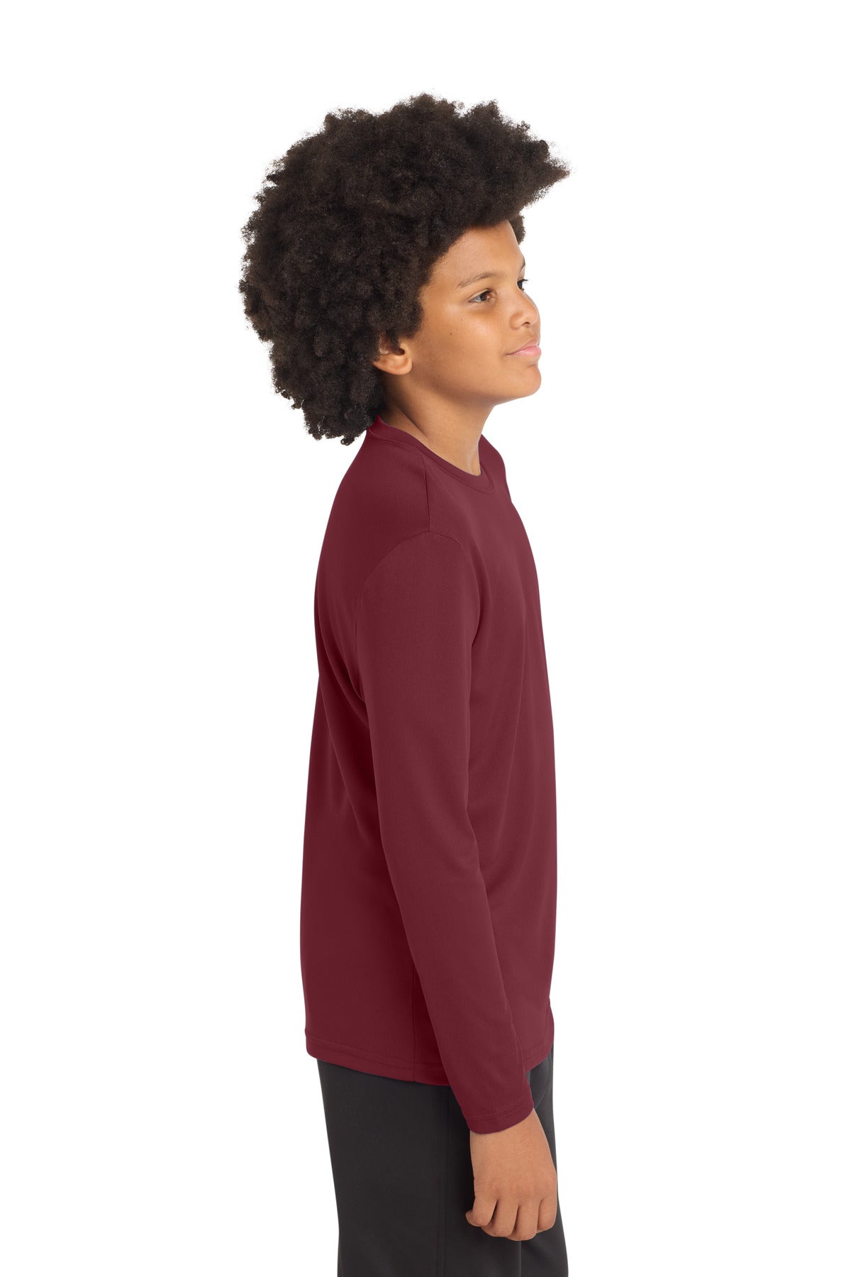 Maroon Sport-Tek Youth Long Sleeve PosiCharge Competitor Tee. YST350LS