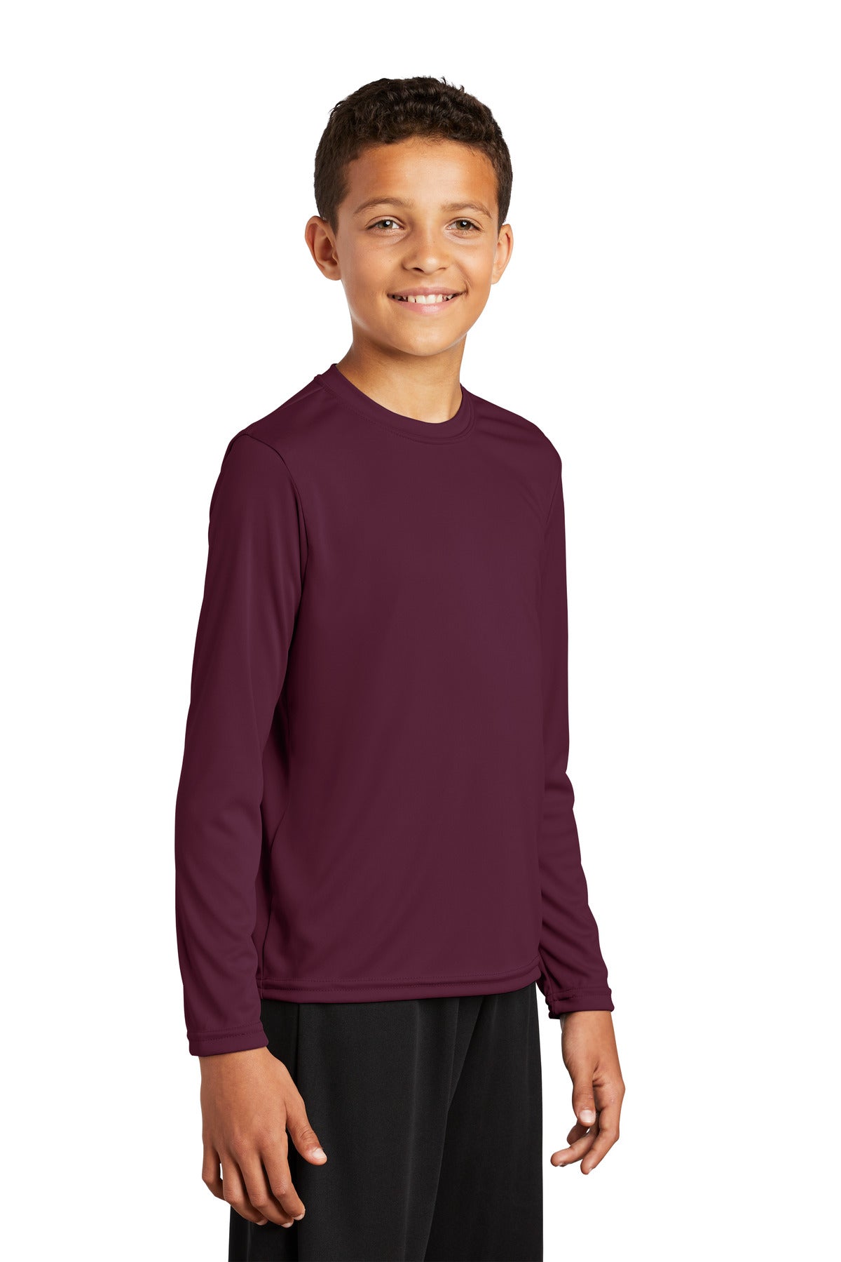 Maroon Sport-Tek Youth Long Sleeve PosiCharge Competitor Tee. YST350LS