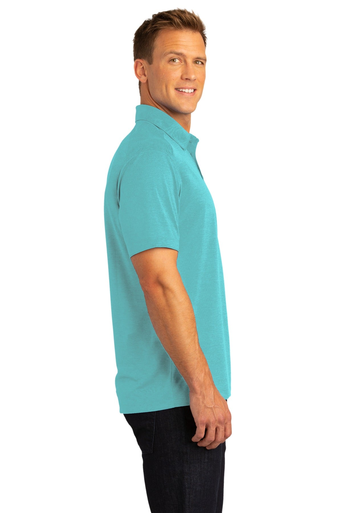 Maui Blue Port Authority Digi Heather Performance Polo. K574