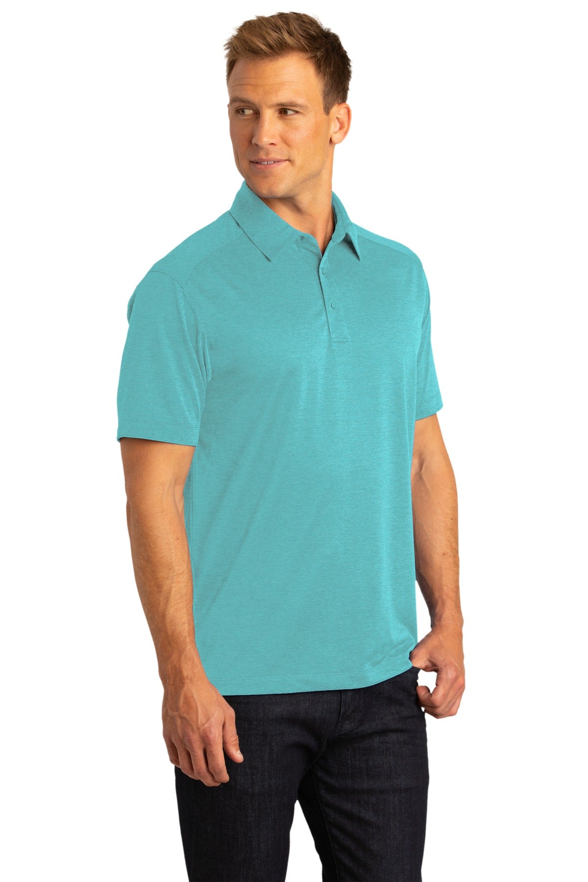 Maui Blue Port Authority Digi Heather Performance Polo. K574