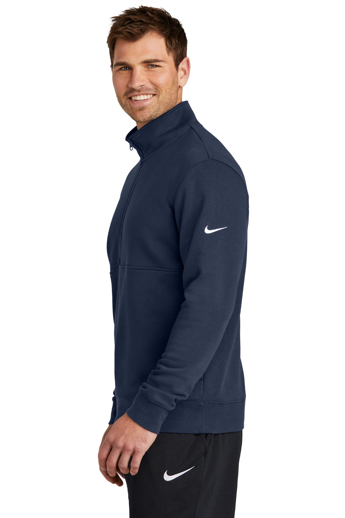 MdntNavy Nike Club Fleece Sleeve Swoosh 1/2-Zip NKDX6718