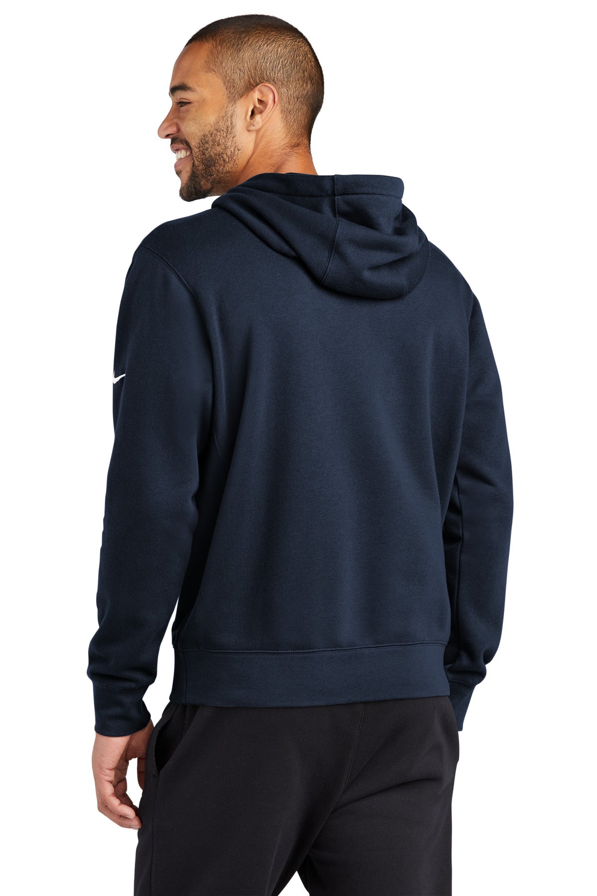 MdntNavy Nike Club Fleece Sleeve Swoosh Pullover Hoodie NKDR1499