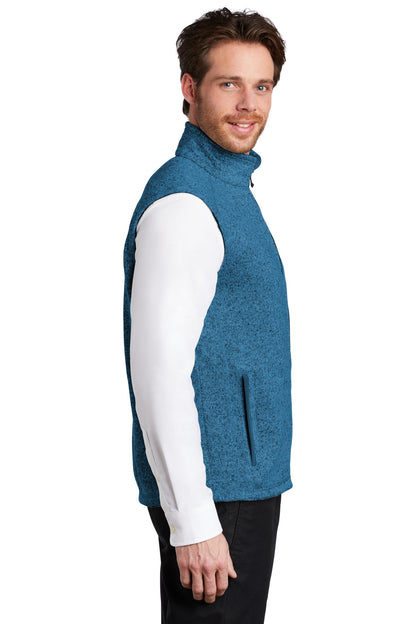 Med Blue Hthr Port Authority Sweater Fleece Vest F236