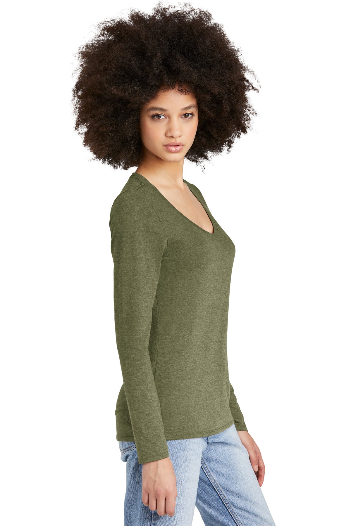 MilGrnFst District Women's Perfect Tri Long Sleeve V-Neck Tee DT135