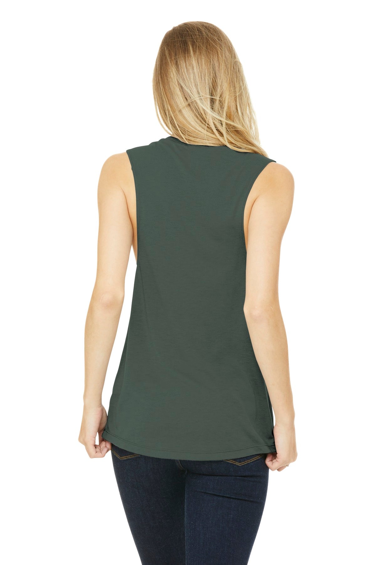 Military Green BELLA+CANVAS Women's Flowy Scoop Muscle Tank. BC8803