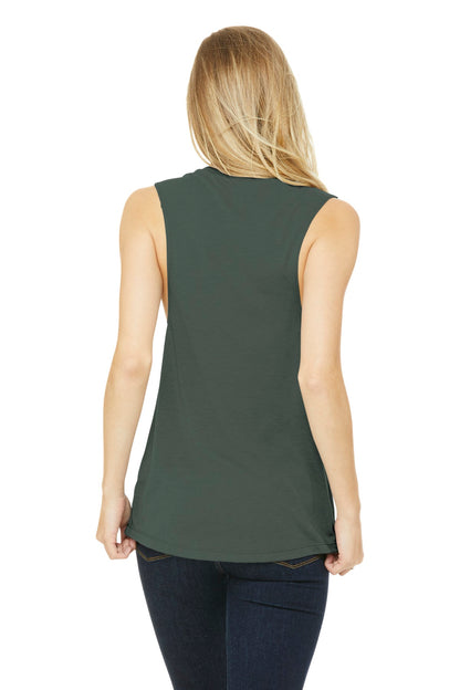 Military Green BELLA+CANVAS Women's Flowy Scoop Muscle Tank. BC8803