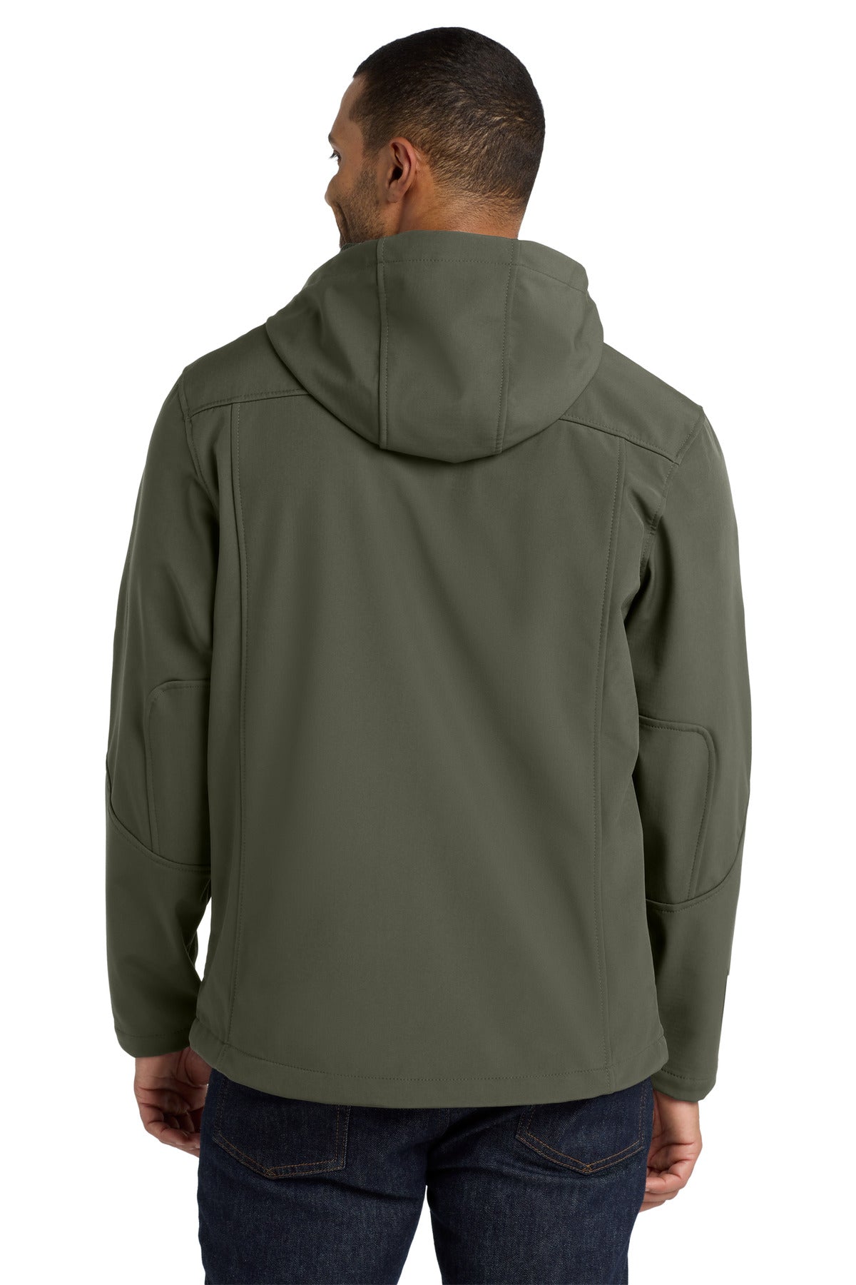 Mineral Green Port Authority Textured Hooded Soft Shell Jacket. J706