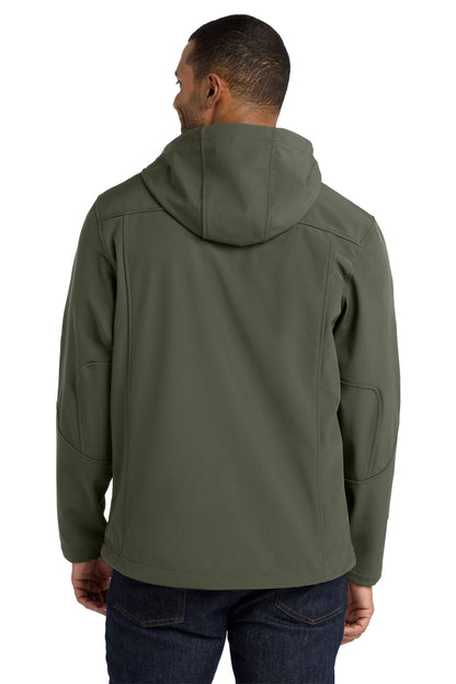 Mineral Green Port Authority Textured Hooded Soft Shell Jacket. J706