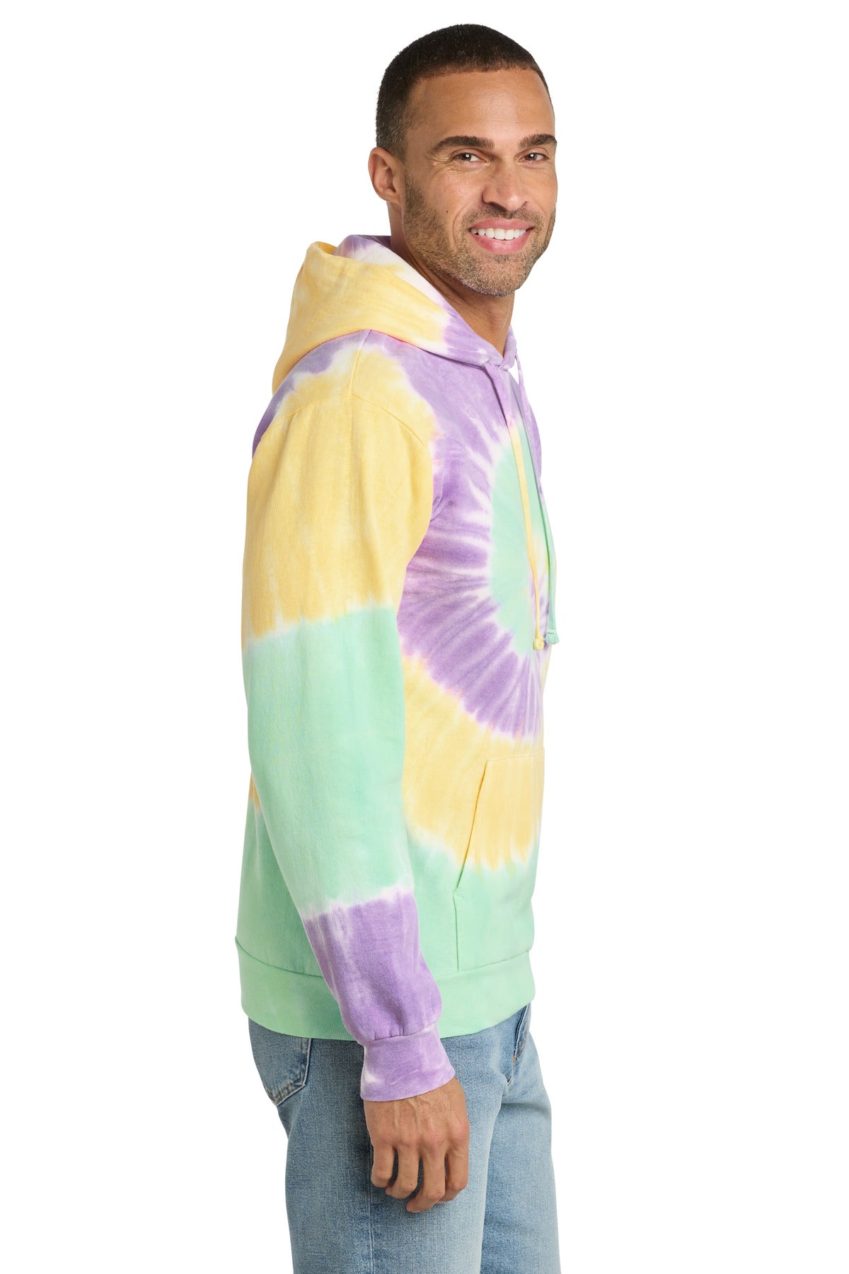 MintRnbw Port & Company Tie-Dye Pullover Hooded Sweatshirt. PC146