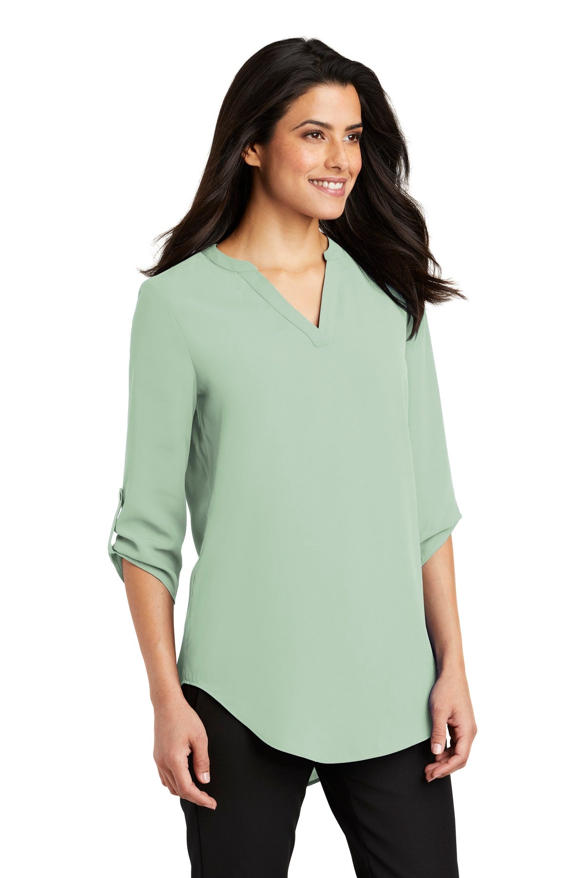 Misty Sage Port Authority Women's 3/4-Sleeve Tunic Blouse. LW701