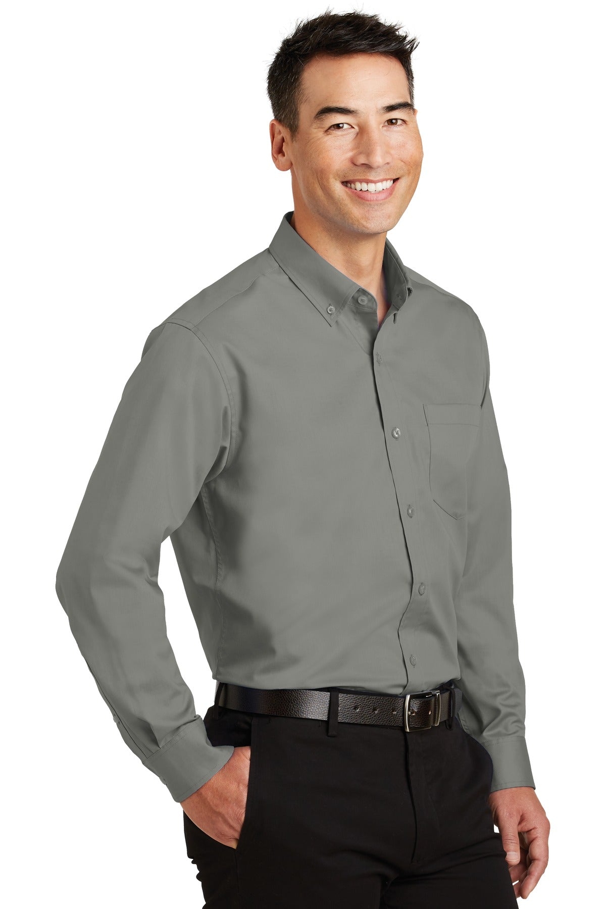 Monument Grey Port Authority SuperPro Twill Shirt. S663