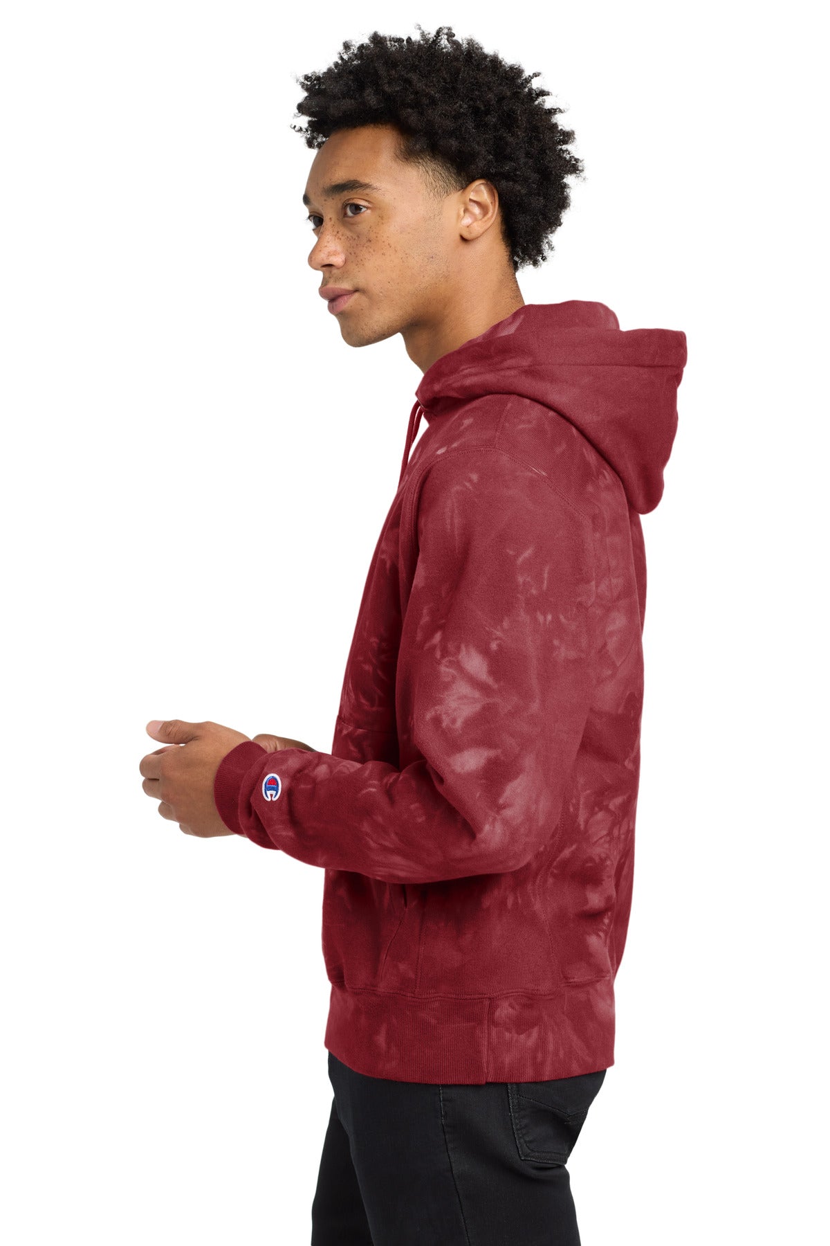 MulledBry Champion Reverse Weave Scrunch-Dye Tie-Dye Hooded Sweatshirt. TDS101