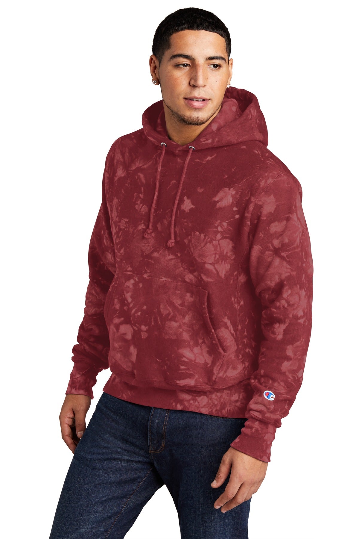 MulledBry Champion Reverse Weave Scrunch-Dye Tie-Dye Hooded Sweatshirt. TDS101