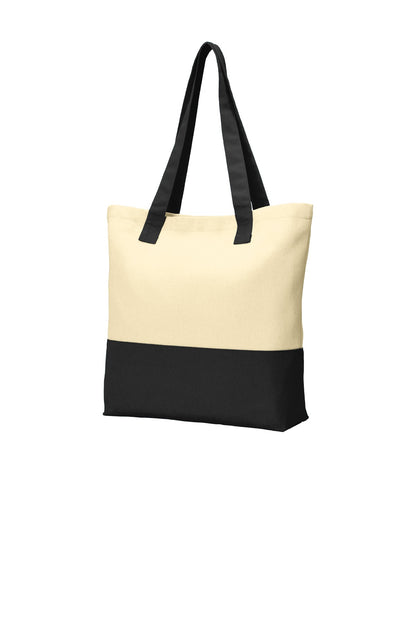 Nat/Black Port Authority Colorblock Cotton Tote. BG414