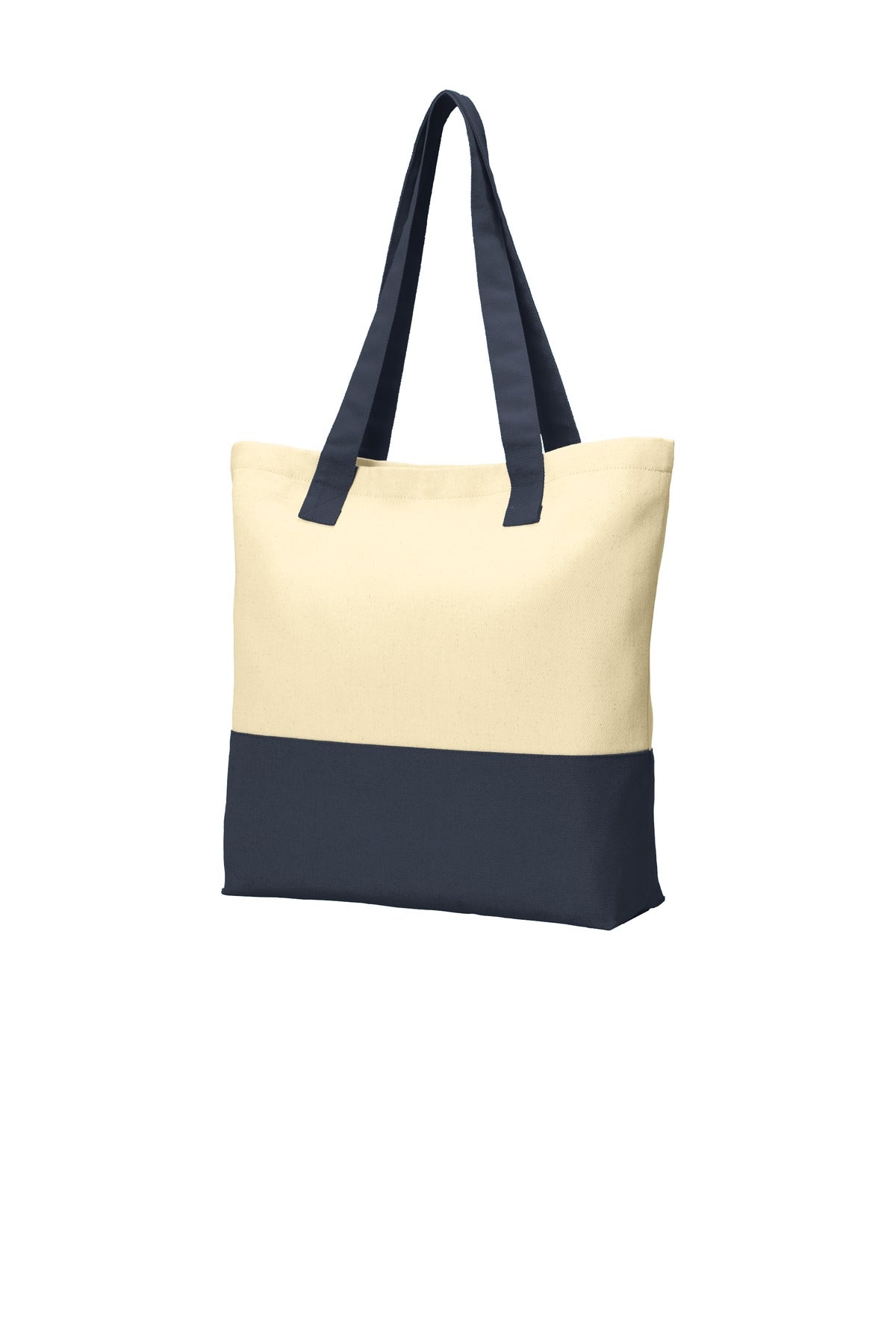 Nat/Navy Port Authority Colorblock Cotton Tote. BG414