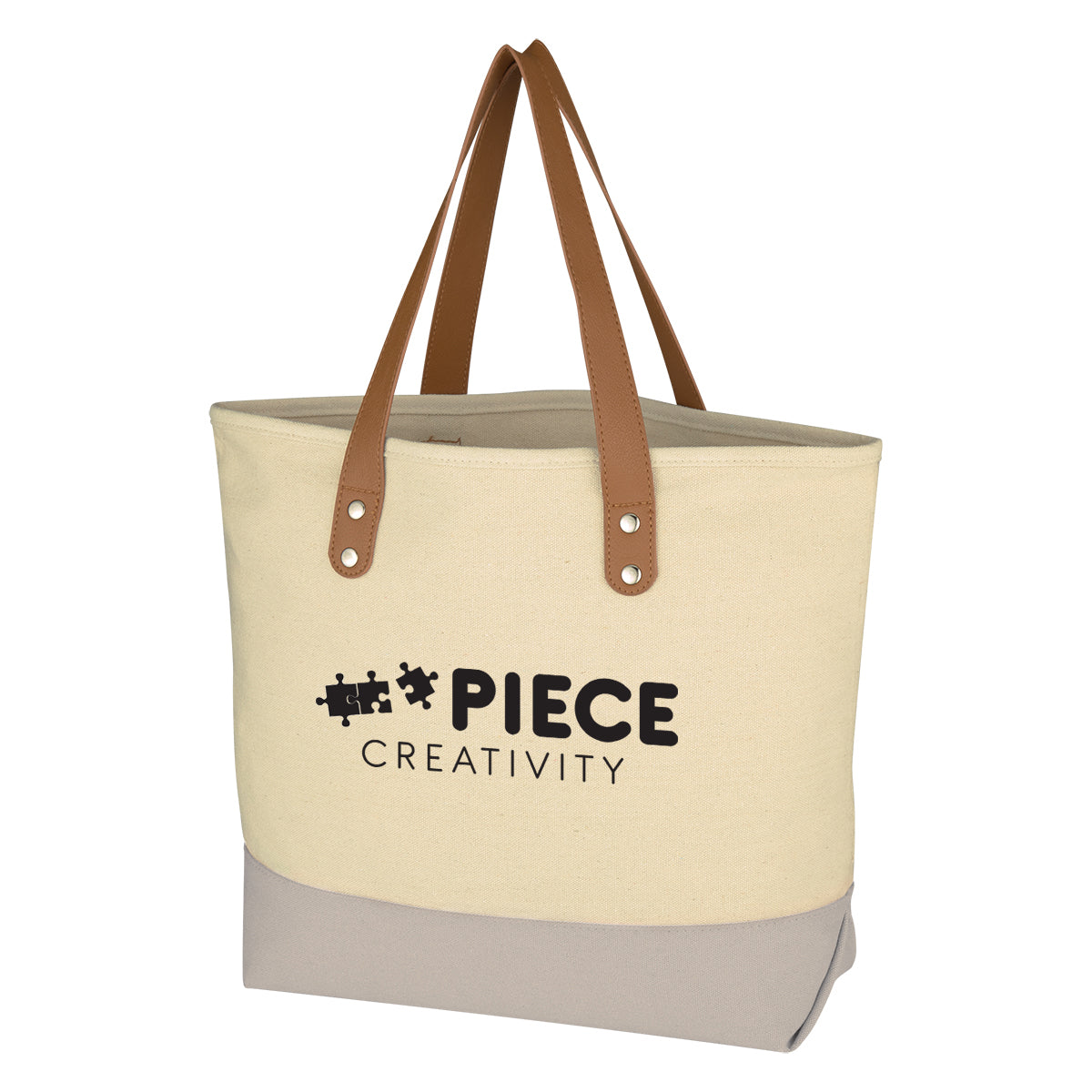NATURAL WITH GRAY Alison Tote Bag  grouped