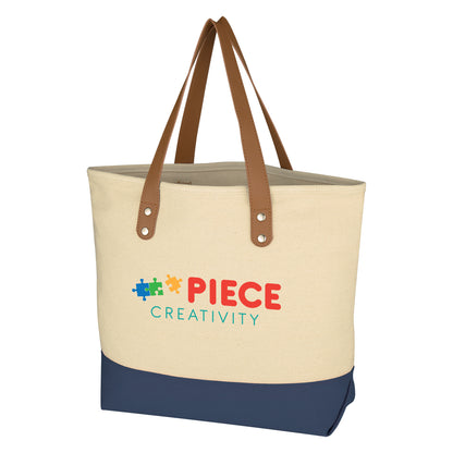 NATURAL WITH NAVY Alison Tote Bag  grouped