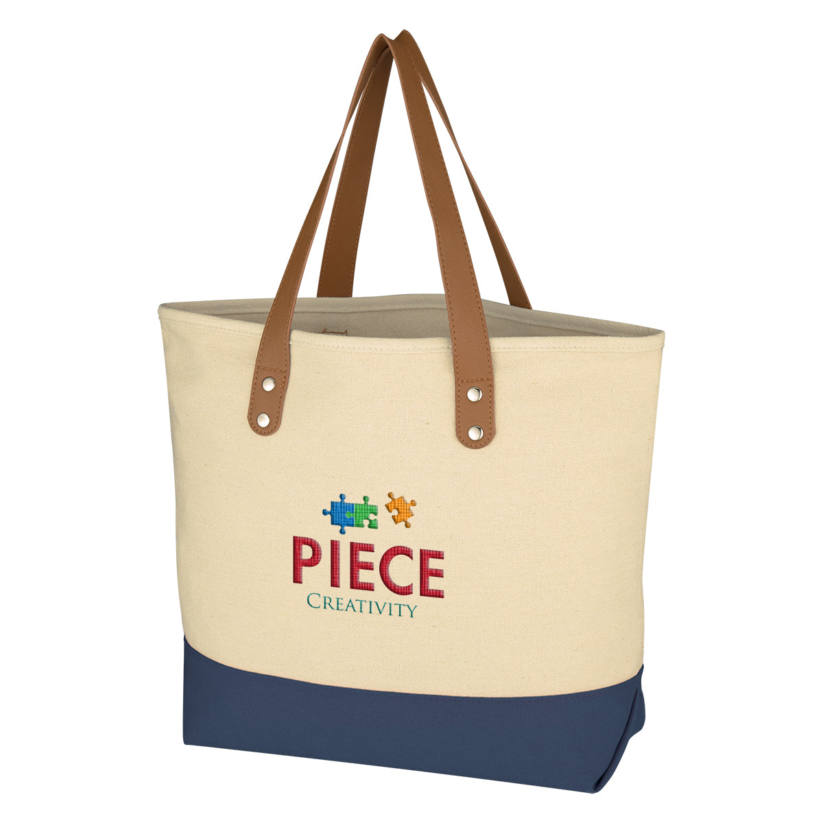 NATURAL WITH NAVY Alison Tote Bag  grouped