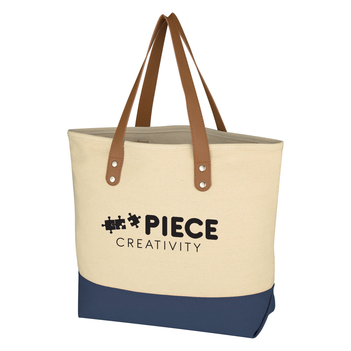 NATURAL WITH NAVY Alison Tote Bag  grouped