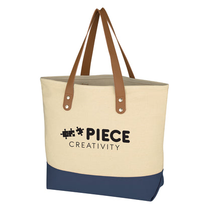 NATURAL WITH NAVY Alison Tote Bag  grouped