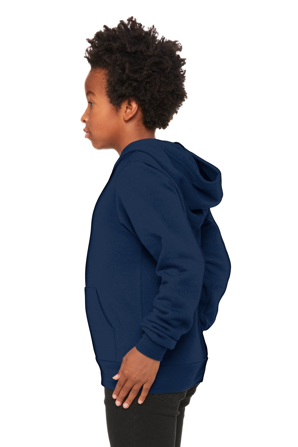 Navy BELLA+CANVAS Youth Sponge Fleece Pullover Hoodie BC3719Y