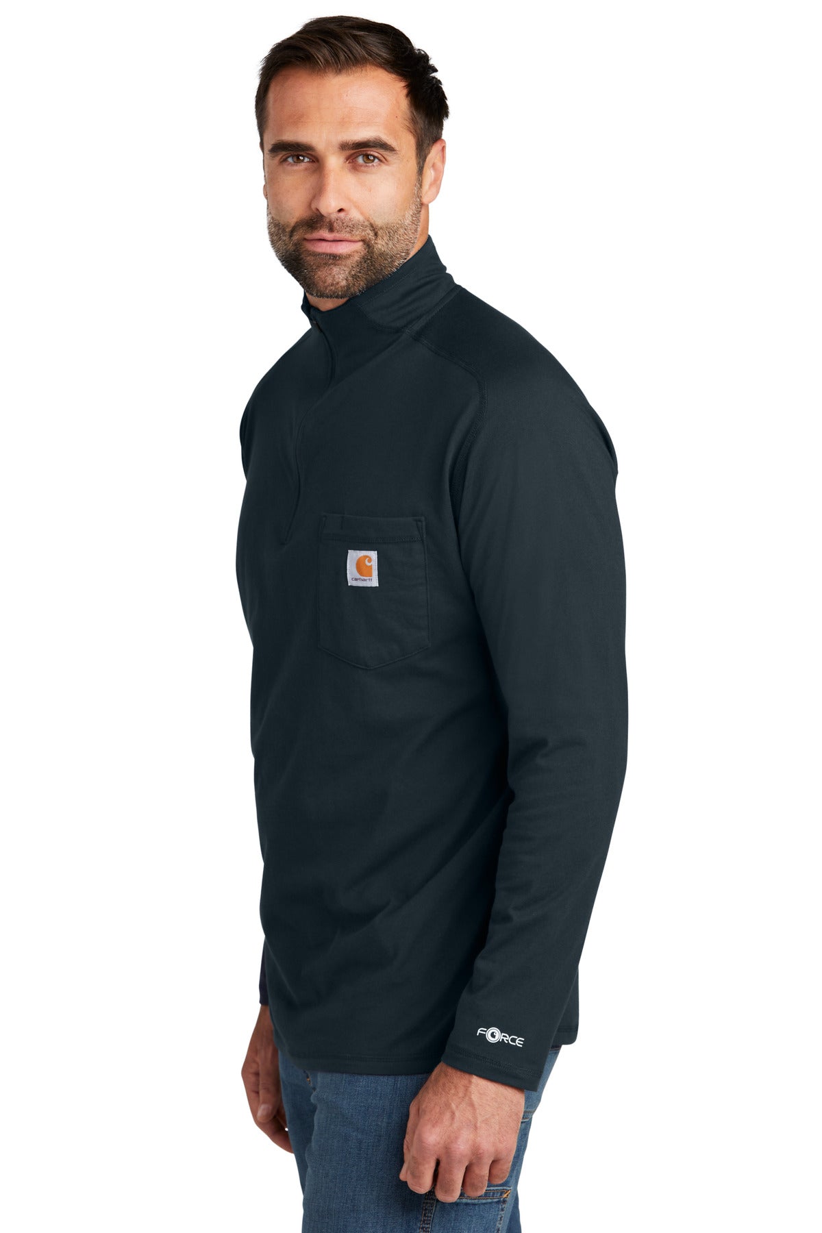 Navy Carhartt Force 1/4-Zip Long Sleeve T-Shirt CT106660