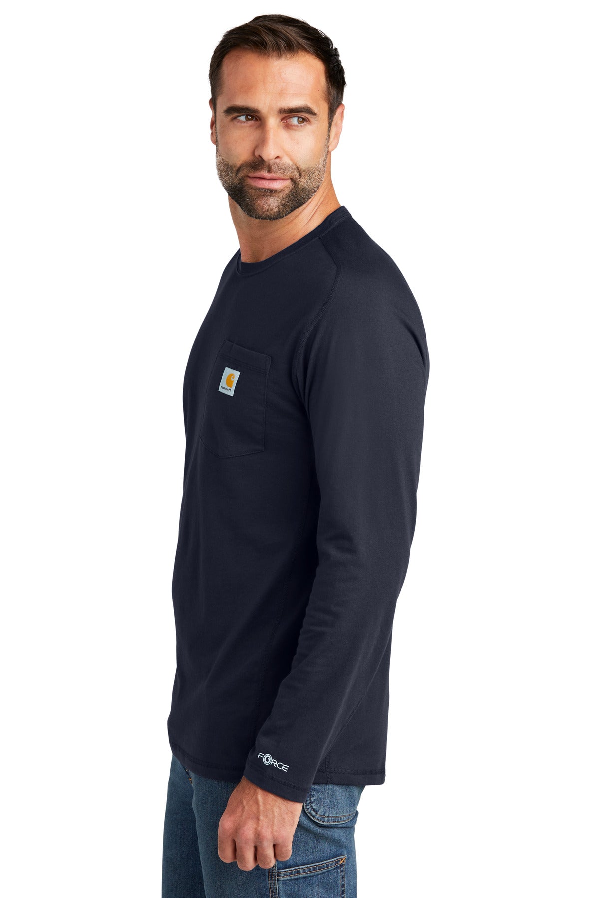 Navy Carhartt Force Long Sleeve Pocket T-Shirt CT106656