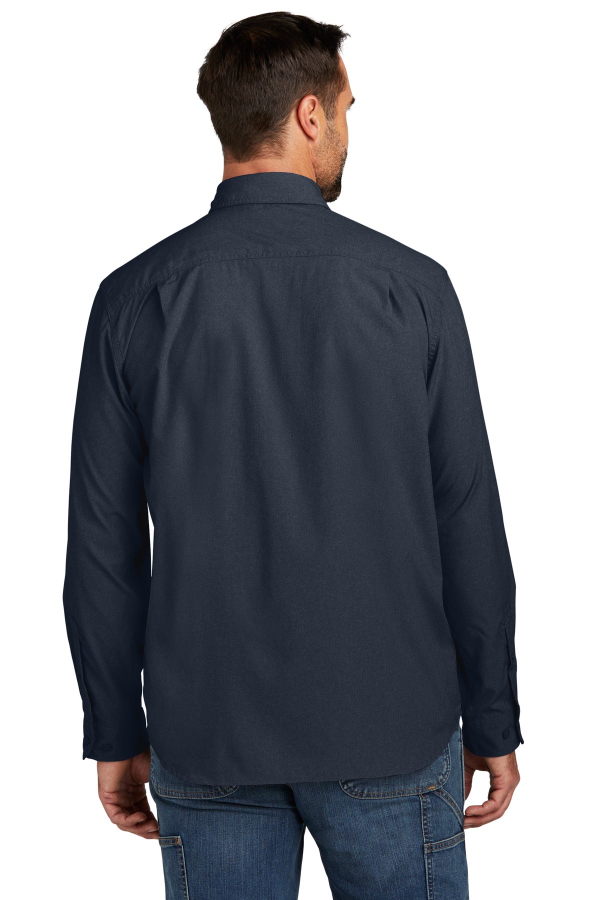 Navy Carhartt Force Solid Long Sleeve Shirt CT105291
