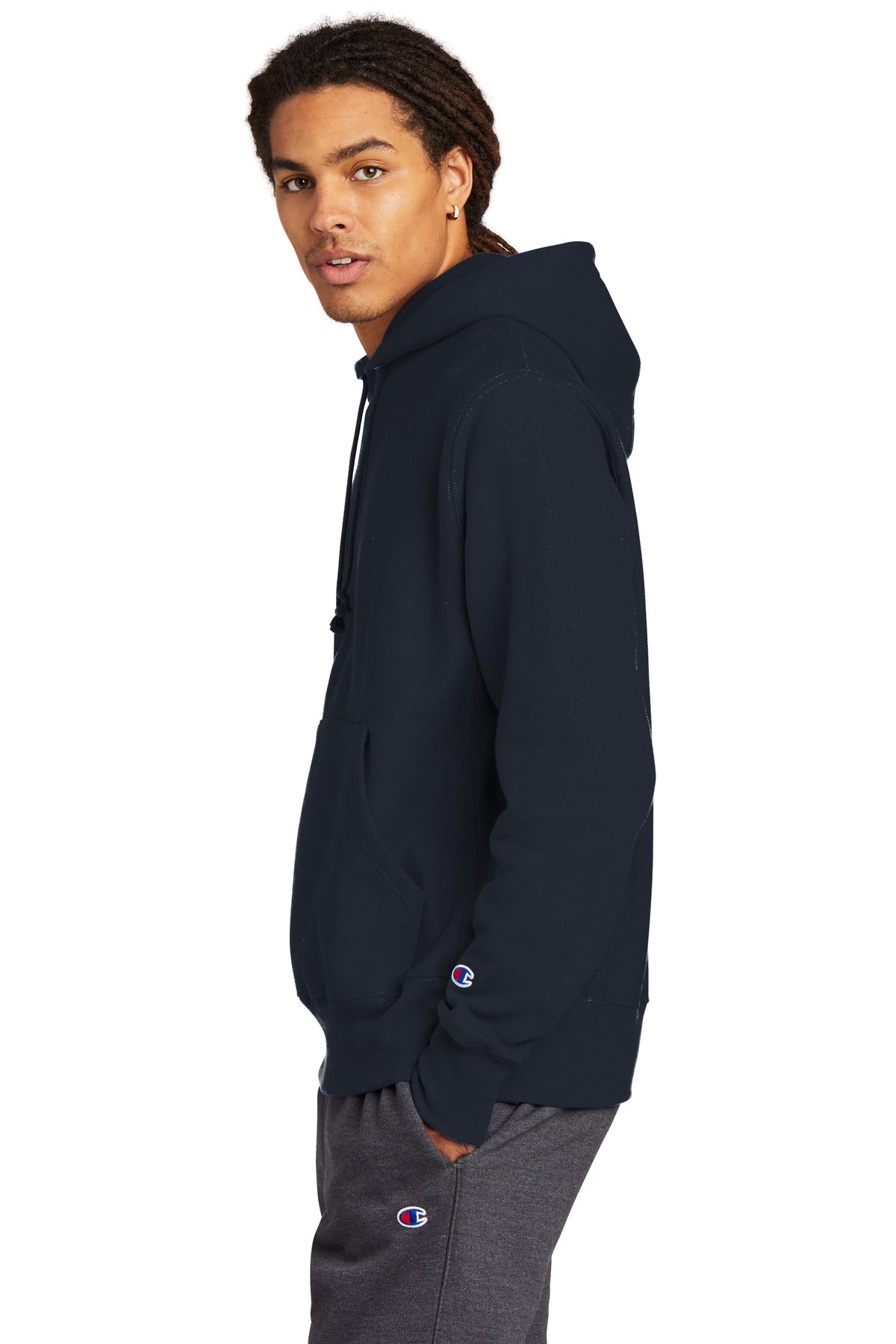 Navy Champion Reverse Weave Hooded Sweatshirt S101