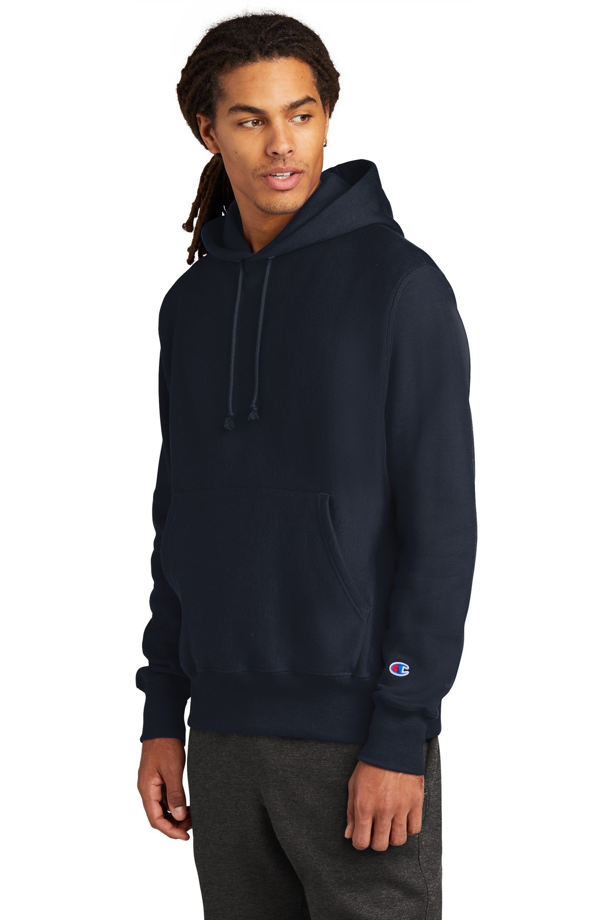 Navy Champion Reverse Weave Hooded Sweatshirt S101