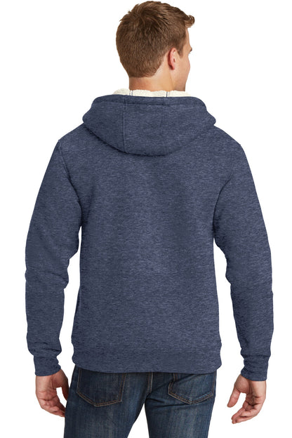 Navy CornerStone Heavyweight Sherpa-Lined Hooded Fleece Jacket. CS625