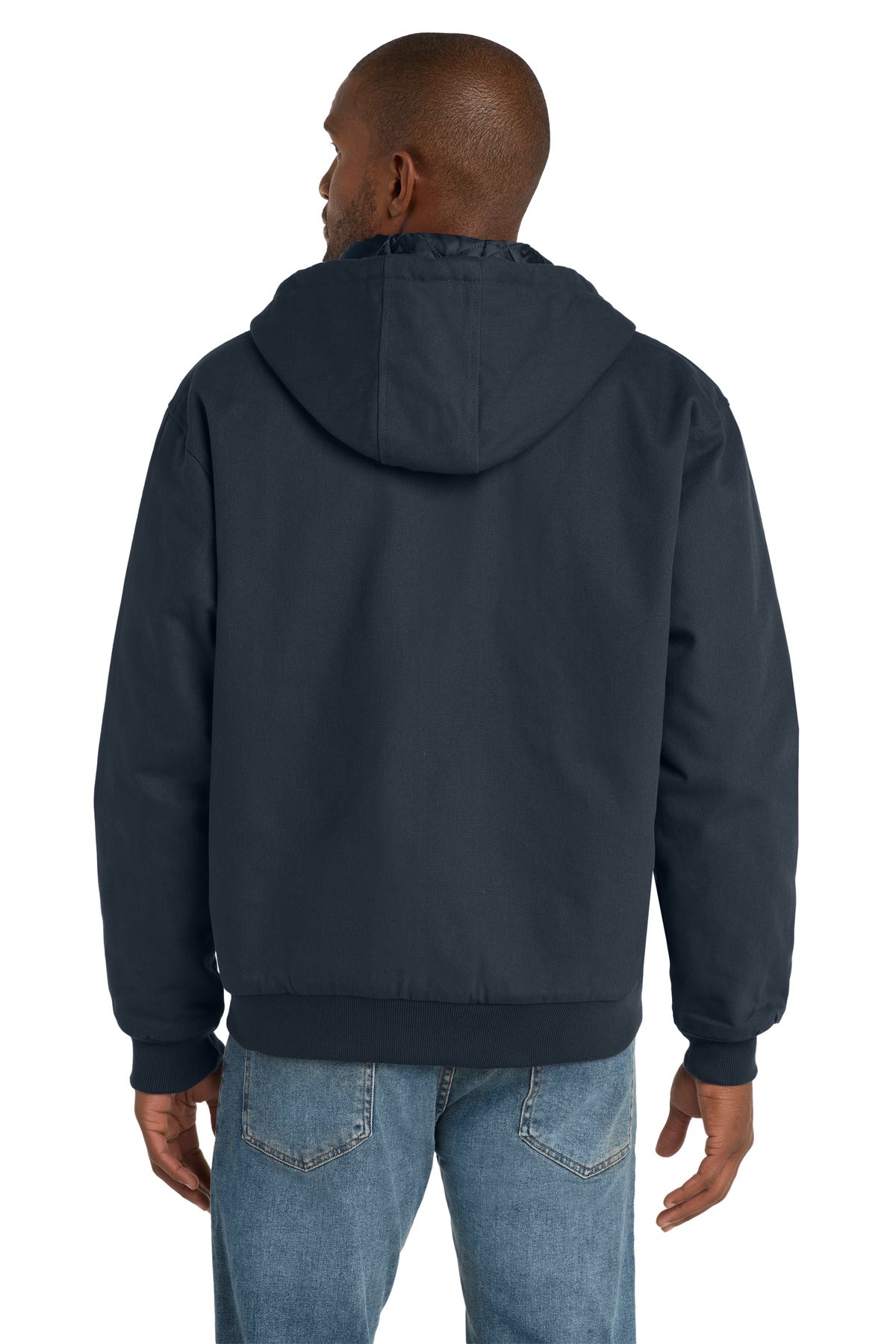 Navy CornerStone Tall Duck Cloth Hooded Work Jacket. TLJ763H