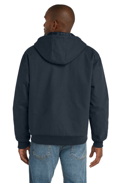 Navy CornerStone Tall Duck Cloth Hooded Work Jacket. TLJ763H