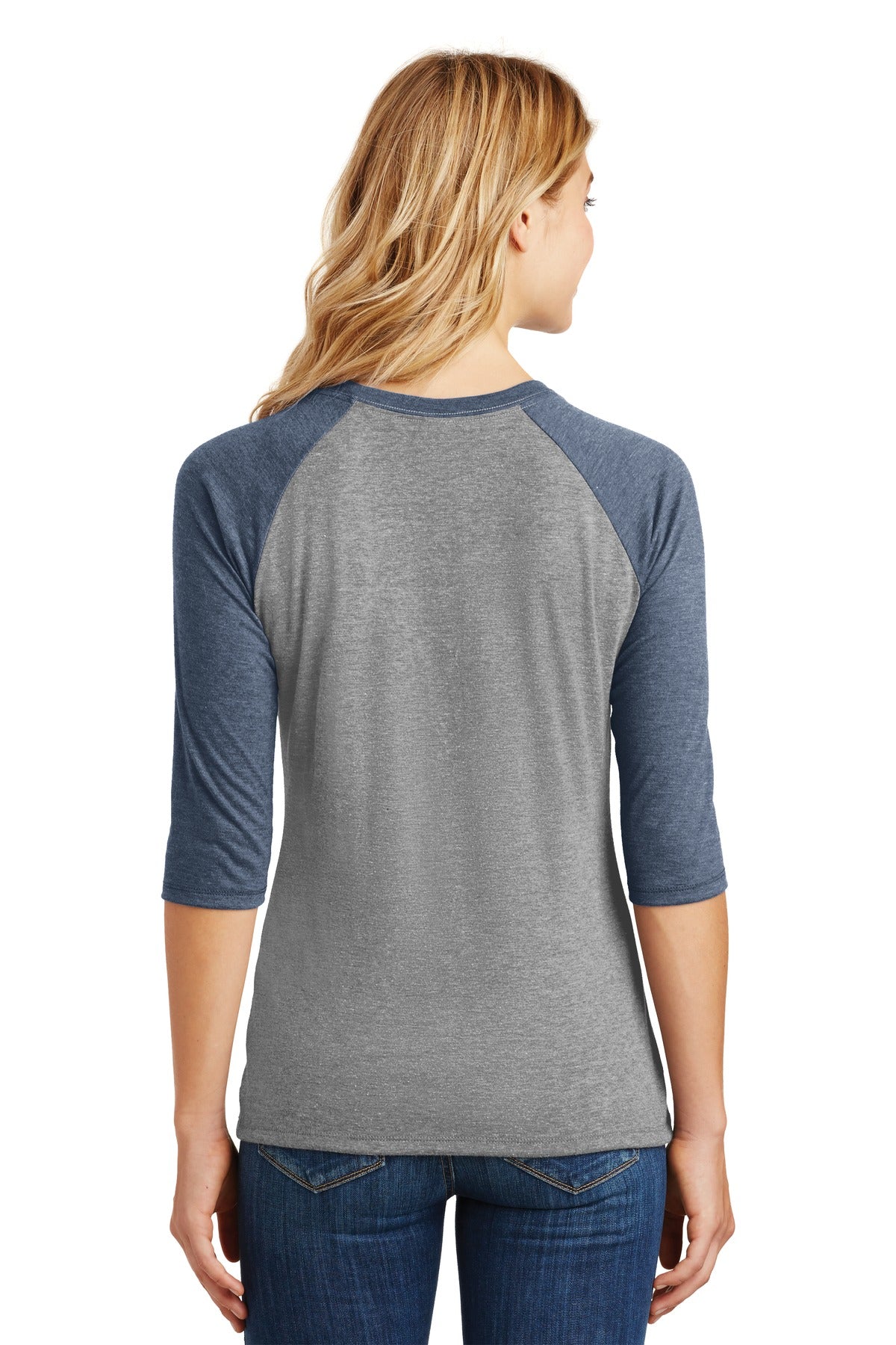 Navy Fr/Gry Fr District Women's Perfect Tri 3/4-Sleeve Raglan. DM136L