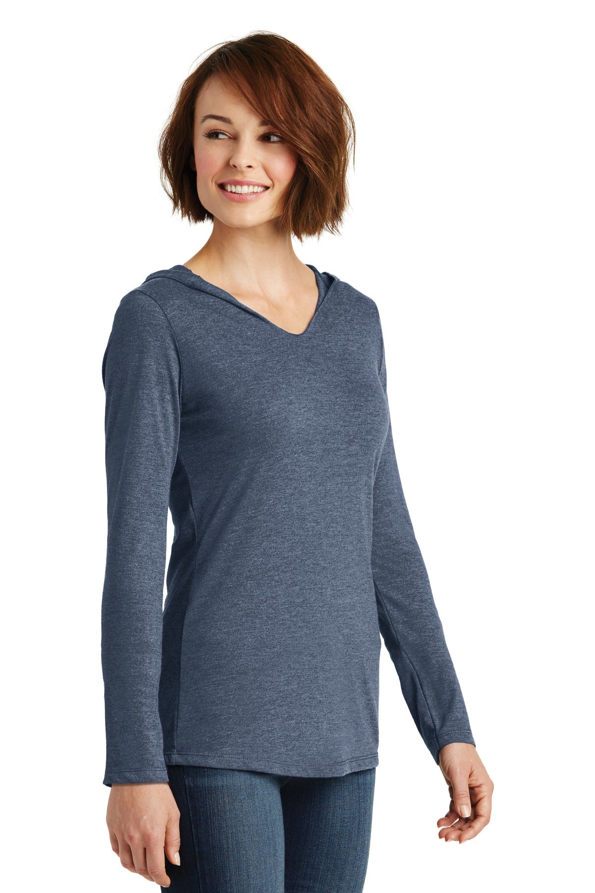 Navy Frost District Women's Perfect Tri Long Sleeve Hoodie. DM139L