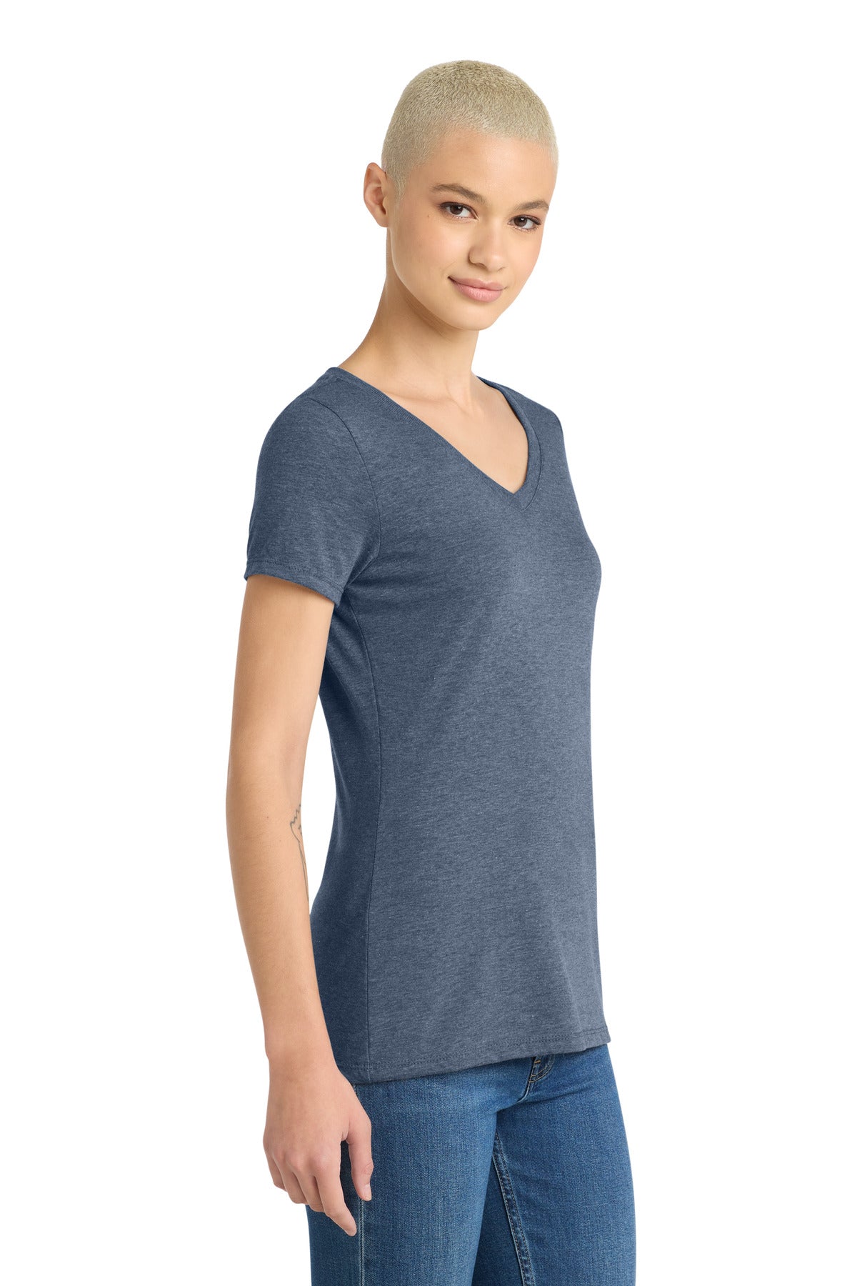 Navy Frost District Women's Perfect Tri V-Neck Tee. DM1350L