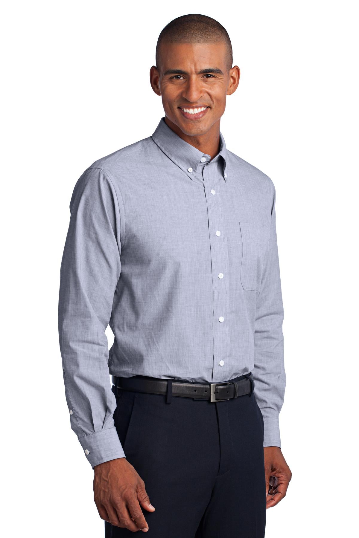 Navy Frost Port Authority Crosshatch Easy Care Shirt. S640