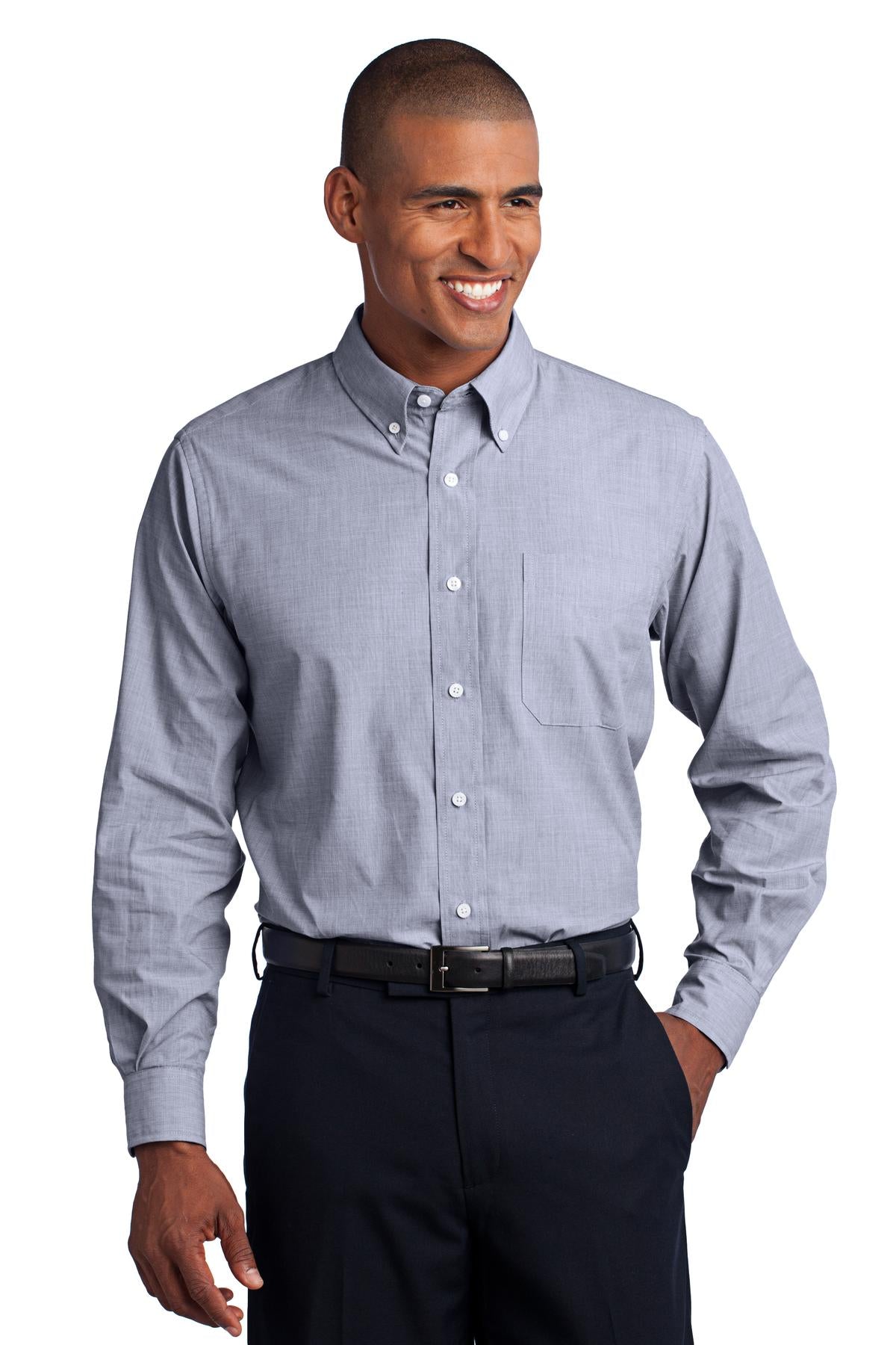 Navy Frost Port Authority Crosshatch Easy Care Shirt. S640