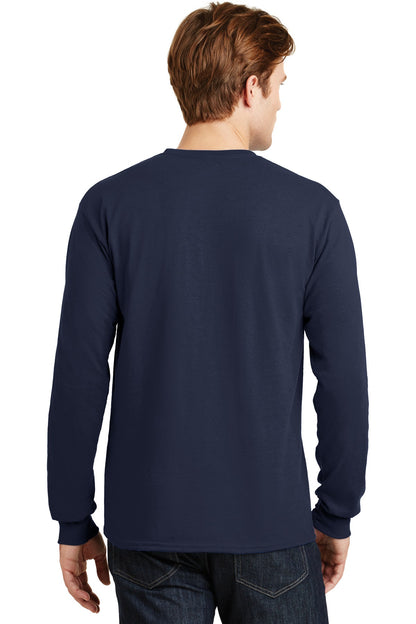 Navy Gildan - DryBlend 50 Cotton/50 Poly Long Sleeve T-Shirt. 8400