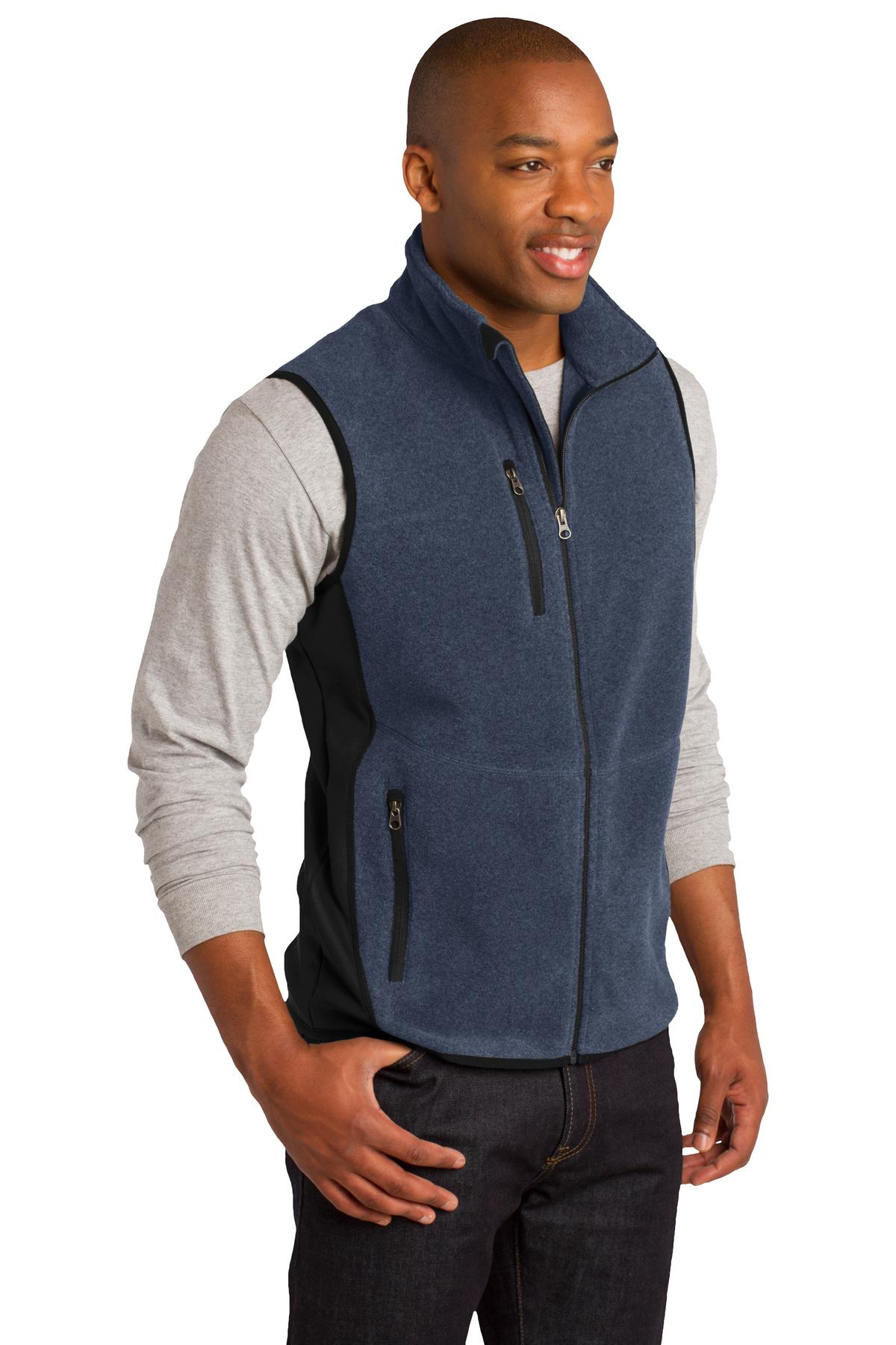 Navy Hthr/Blk Port Authority R-Tek Pro Fleece Full-Zip Vest. F228