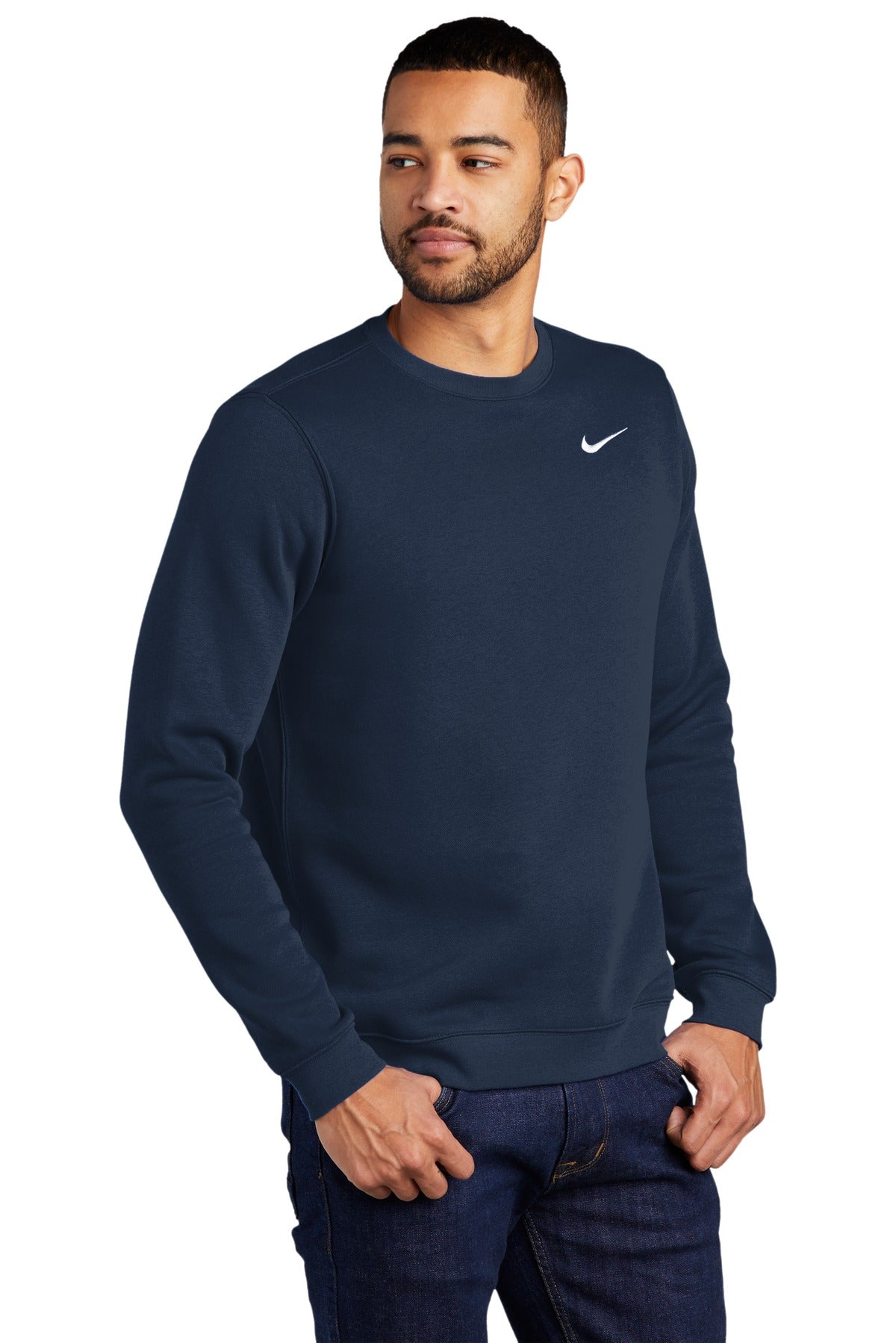 Navy Nike Club Fleece Crew CJ1614