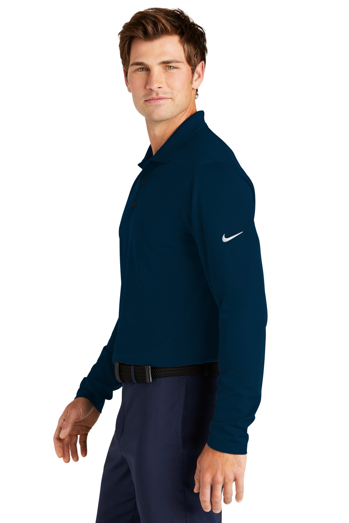 Navy Nike Dri-FIT Micro Pique 2.0 Long Sleeve Polo NKDC2104