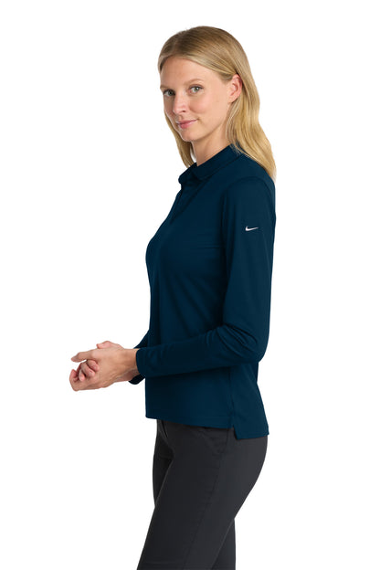 Navy Nike Women's Dri-FIT Micro Pique 2.0 Long Sleeve Polo NKDC2105
