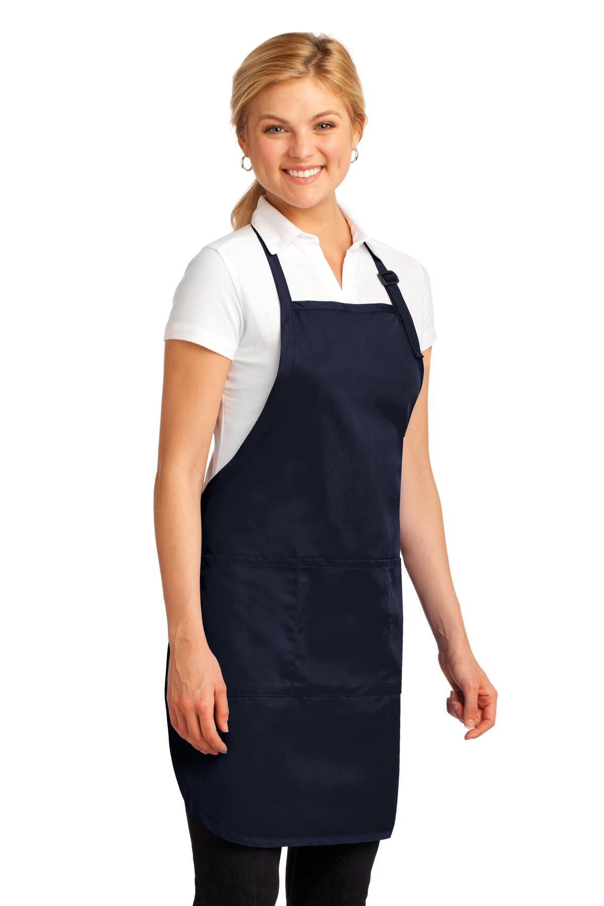 Navy Port Authority Easy Care Full-Length Apron with Stain Release. A703