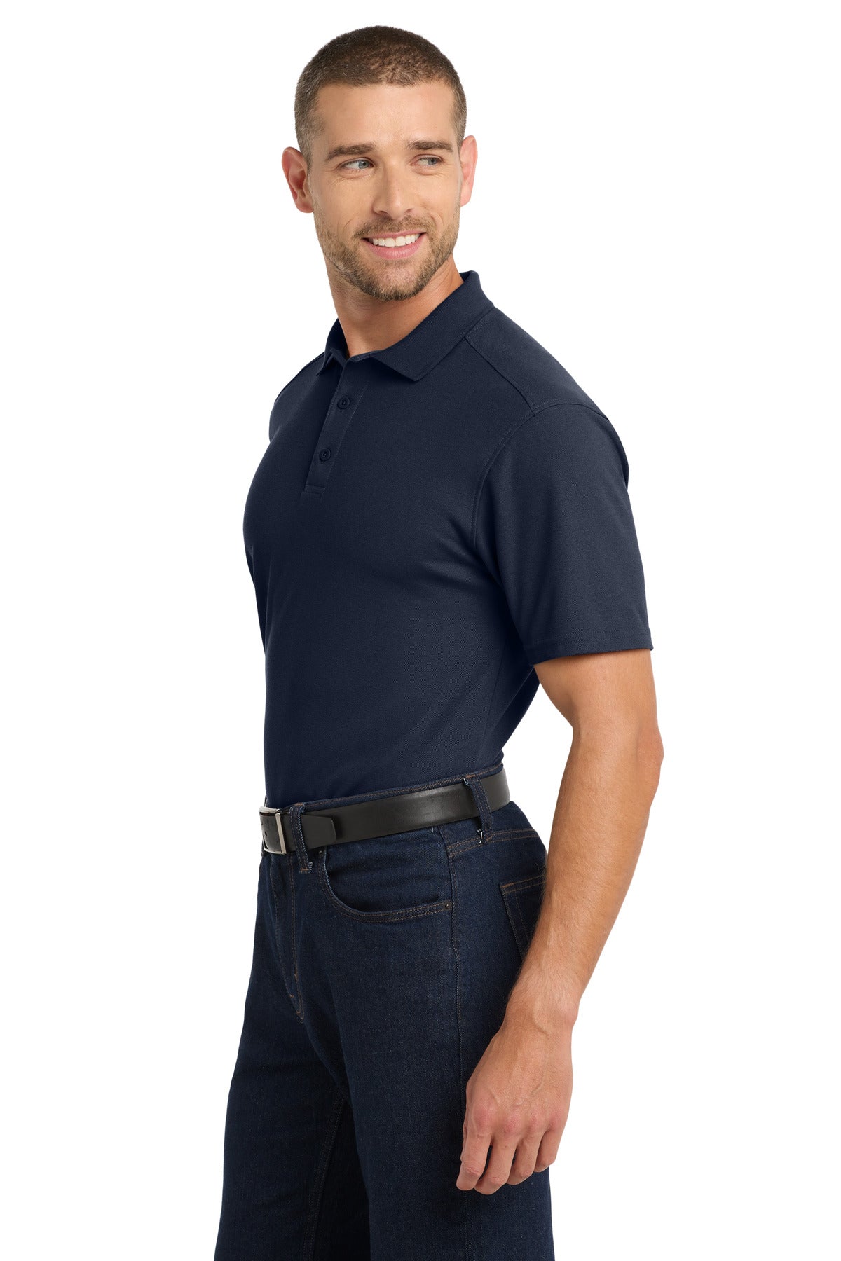 Navy Port Authority EZPerformance Pique Polo. K600